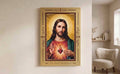 Cuadro del Sagrado Corazón de Jesús con marco dorado en resina y madera